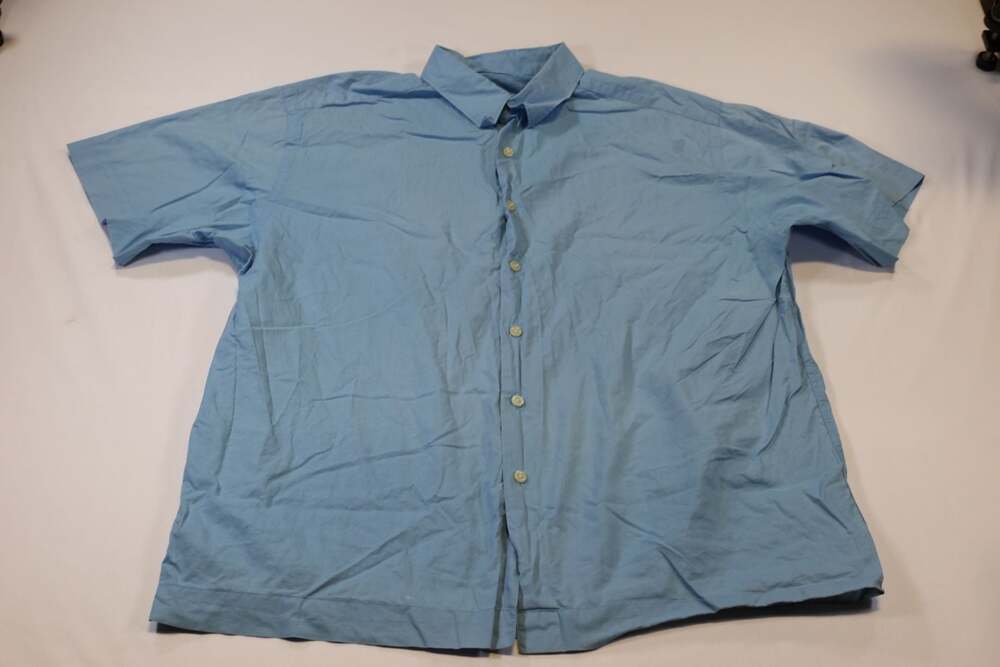 Metropolitan View 100% Cotton Short Sleeve Button Down Shirt Blue Large